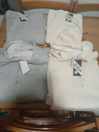 Sudadera Zuhan XL Beige y Gris con felpa