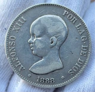 Moneda PLATA 5 Pesetas 1888 *(X8-8X) ALFONSO XIII