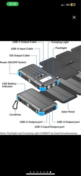 NUEVO Cargador Solar 26800mAh 4 Paneles USB C