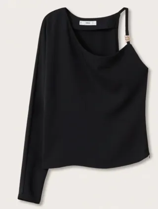 Blusa Mango negra asimétrica