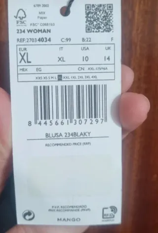 Blusa Mango negra asimétrica