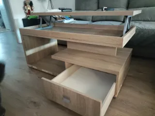 Mesa de centro elevable madera y metal