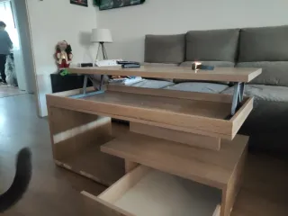 Mesa de centro elevable madera y metal