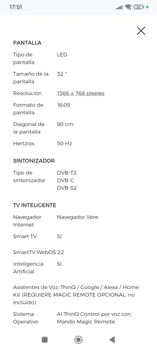 OFERTA NOCHEBUENA TV LG Full LED 32 Smart