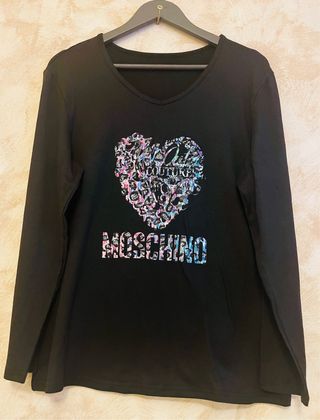 Camiseta letra de Moschino Manga Larga Negra