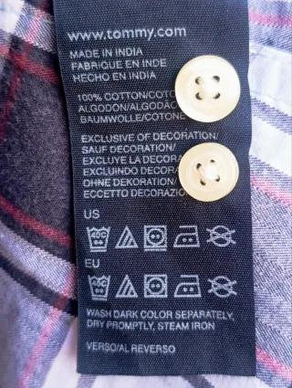 Camisa Tommy Hilfiger Cuadros Azul y Blanco