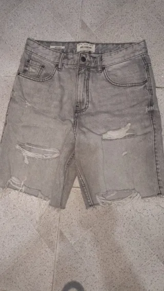 Pull&Bear Shorts Vaqueros Grises Talla 38