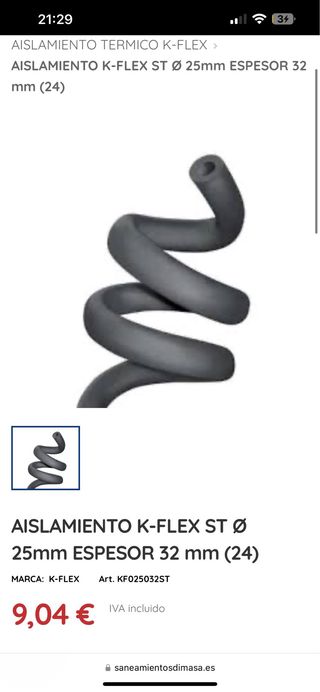 Tubo de aislamiento negro coquilla Ana