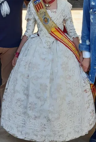 Vestido Fallera para niña 12 años Blanco