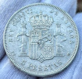 Moneda PLATA 5 Pesetas 1891 *(18-91) ALFONSO XIII