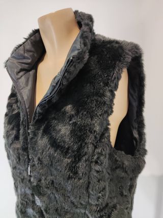 Chaleco piel sintética mujer negro