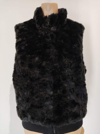 Chaleco piel sintética mujer negro