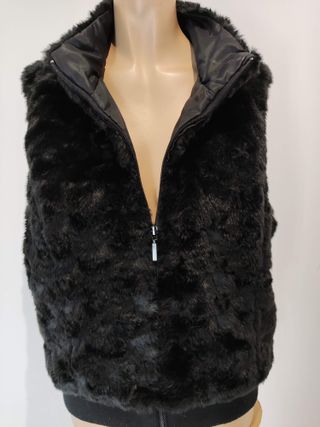 Chaleco piel sintética mujer negro