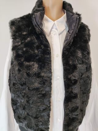 Chaleco piel sintética mujer negro