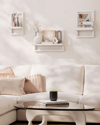 Juego 3 Estantes Flotantes Pared Blanco