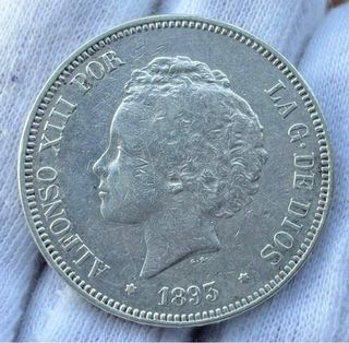 Moneda PLATA 5 Pesetas 1893 *(18-XX) ALFONSO XIII