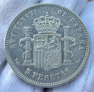 Moneda PLATA 5 Pesetas 1893 *(18-XX) ALFONSO XIII