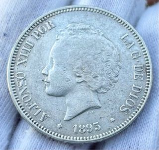 Moneda PLATA 5 Pesetas 1893 *(18-XX) ALFONSO XIII
