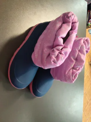 Botas de agua para nieve azul y rosa