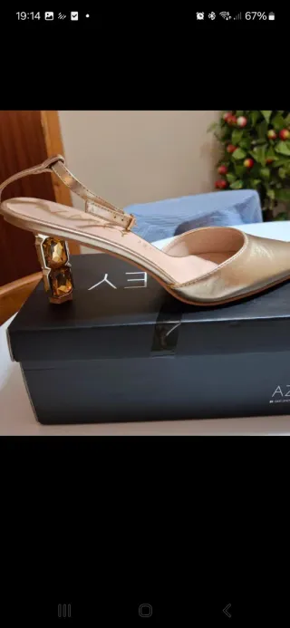 Zapatos de piel tacón joya