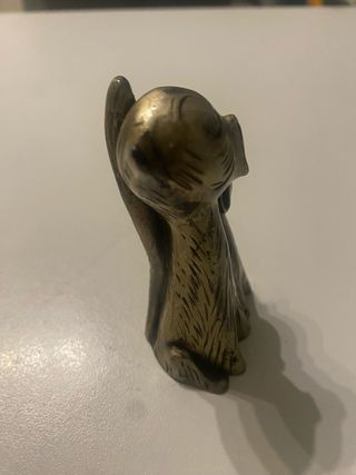 Coppia Gatti in posa canora in  Peltro Vintage