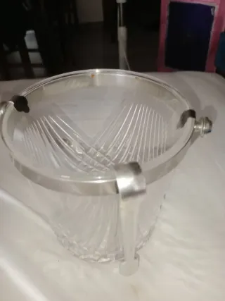 Cubeta Hielo Cristal y Metal