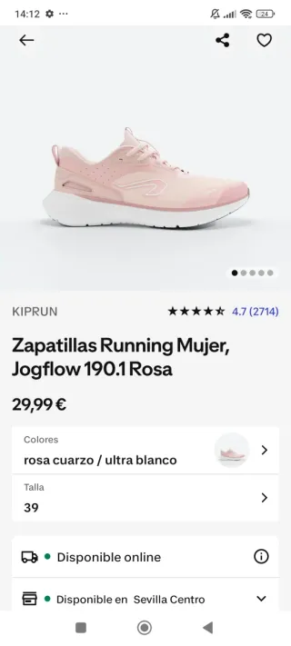 Zapatillas running Kiprun rosas y blancas