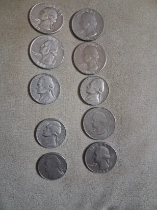 Lotto 5 Quarti di Dollaro e 5 Centesimi