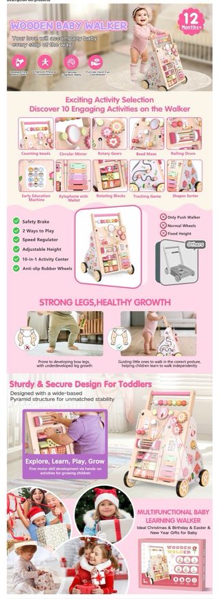 NUEVO! Andador de madera para bebés con ruedas