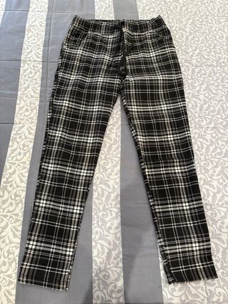 Pantalón de cuadros blanco y negro talla única