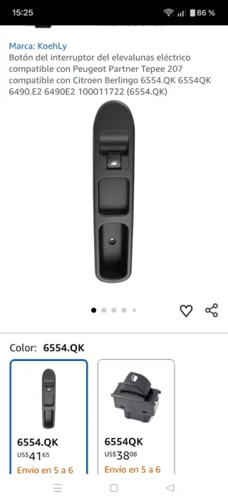 Botón Elevalunas Eléctrico KoehLy 6554.QK