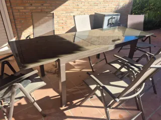 Mesa de terraza cristal y metal