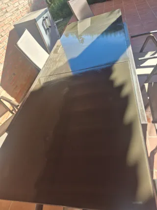 Mesa de terraza cristal y metal