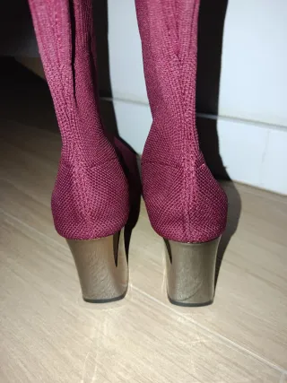 Botines granates tacón bloque