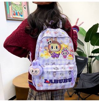 Mochila Labubu Morada con Estampado
