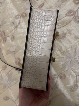 Bellissima borsa vera pelle beige oro