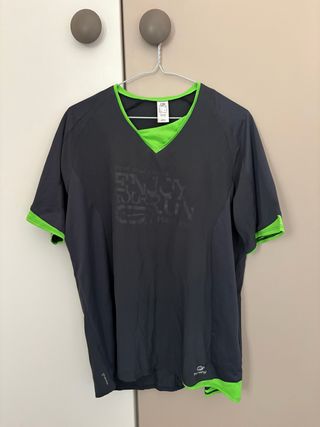 Camiseta deportiva Kalennji gris y verde hombre