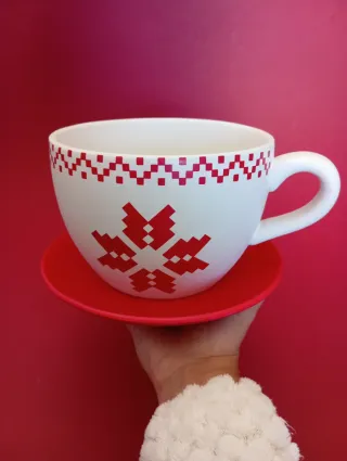 Tazzone portavaso con piatto decorati Natale