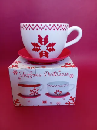 Tazzone portavaso con piatto decorati Natale