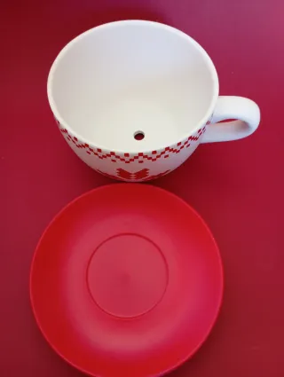 Tazzone portavaso con piatto decorati Natale