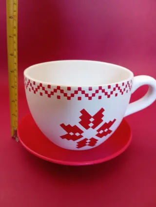 Tazzone portavaso con piatto decorati Natale