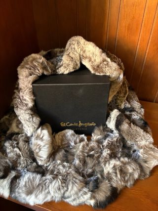 Cuello de pelo de conejo Rex beige/marrón