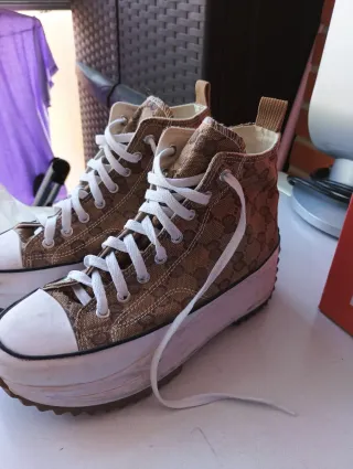 Zapatillas logotipo Gucci Beige/Marrón Talla 40