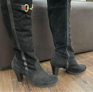 Botas Tacón Alto Piel Vuelta Negras