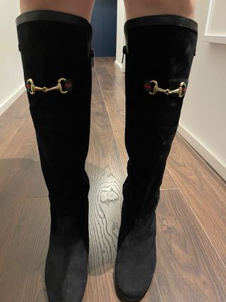 Botas Tacón Alto Piel Vuelta Negras