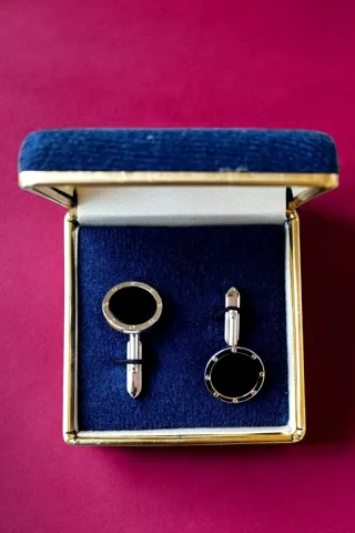 Gemelos Vintage Plateados Negros