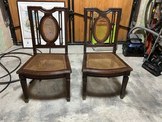 Juego de 2 Sillas de Madera con Rattan