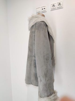 Cazadora Biker Gris Piel Sintética