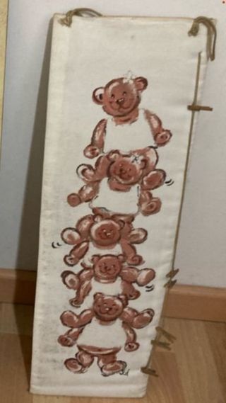 Cuadro tela ositos con pinzas para fotos