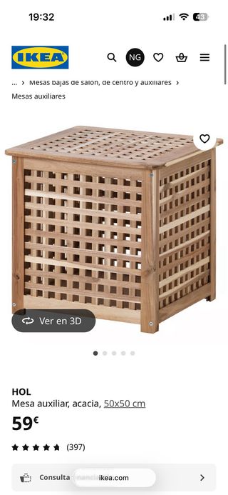 Tavolo ausiliario HOL IKEA in acacia 50x50 cm